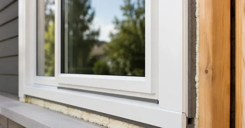 technician installing fiberglass window frame in Bowmanville home