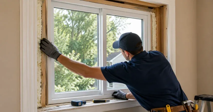 close-up of Low-E glass coating on an insulated window Bowmanville