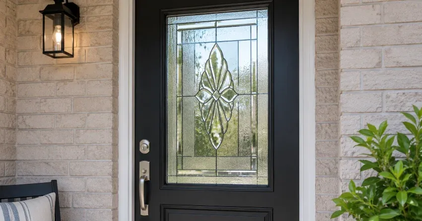 technician replacing a cracked decorative glass panel in Bowmanville