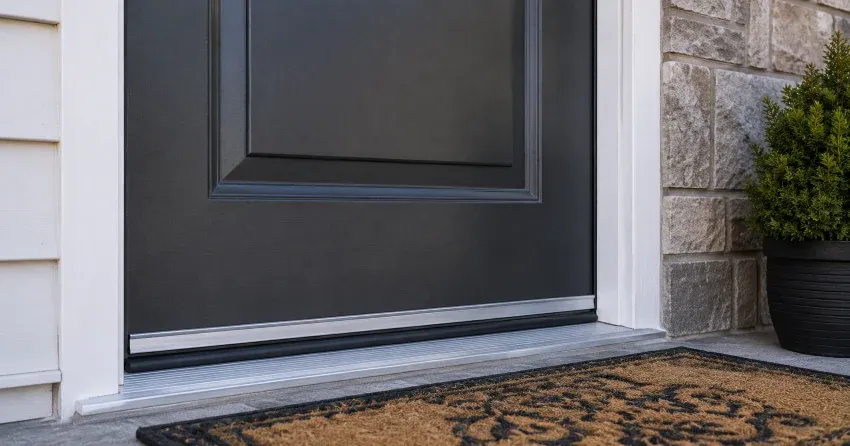 technician replacing worn door weatherstripping in Downtown, Bowmanville home