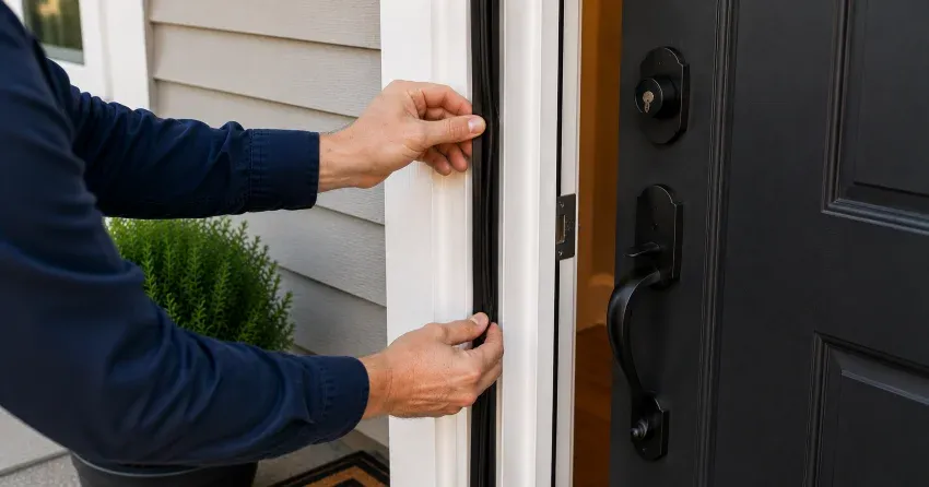 technician performing light test on door seal in Lakefront, Bowmanville