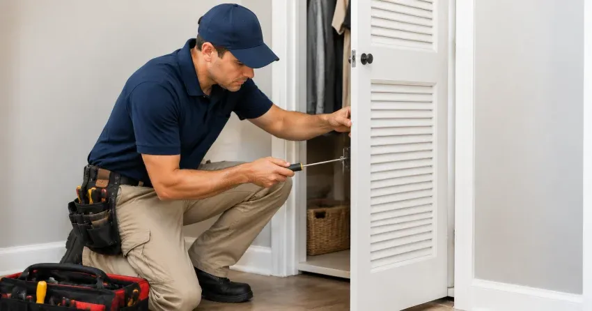 technician repairing doorbell button and wiring in Bowmanville