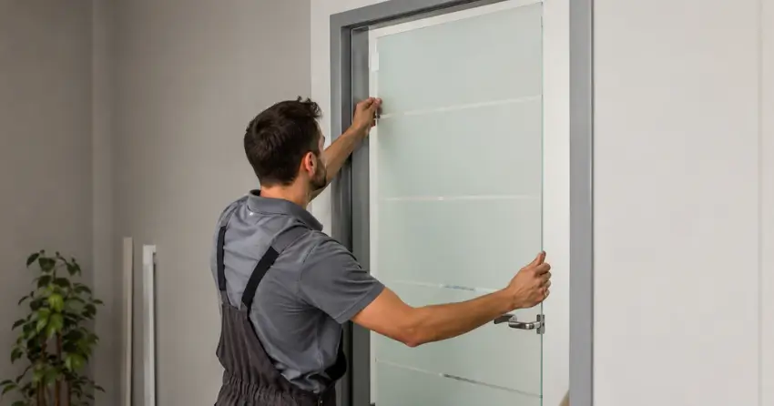 frosted glass interior door panel installation in Bowmanville