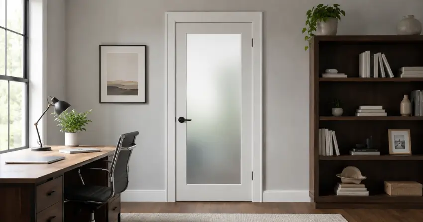 frosted interior door installed in home office in Bowmanville