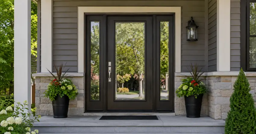 glass entry door with sidelights on a home in Downtown, Bowmanville