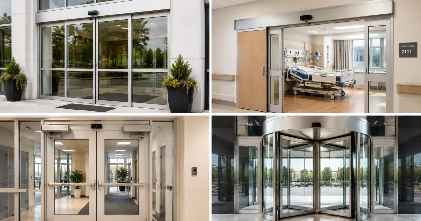 automatic door services technician completing system diagnostic in Bowmanville