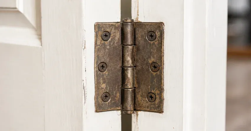 technician adjusting a sagging door hinge in Bowmanville